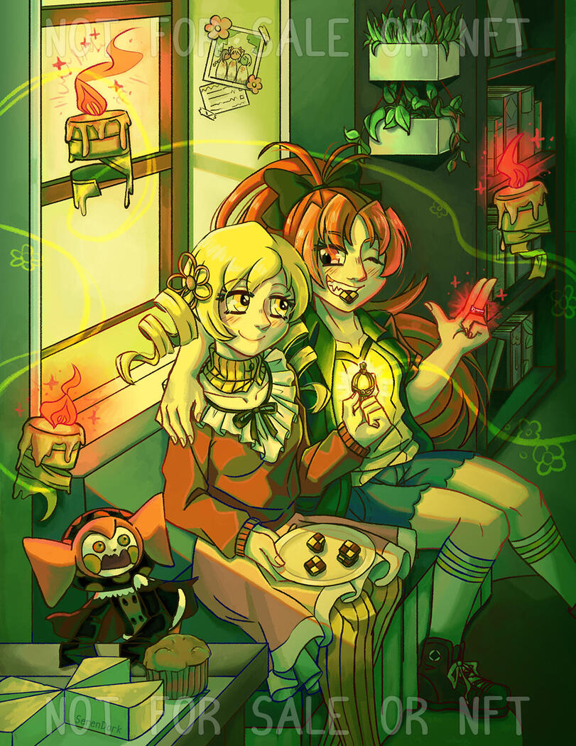 Mami and Kyouko from Puella Magi Madoka Magica for the &quot;Bringers of Hope&quot; zine (2021)