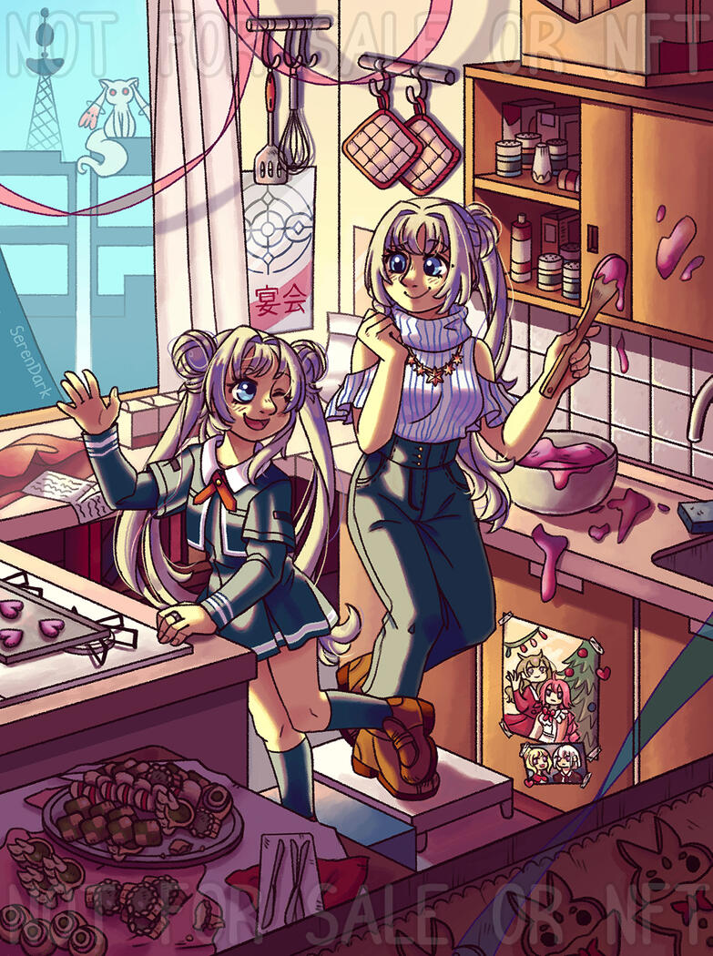 Commission of Mikage and Mitama from Magia Record (2022)