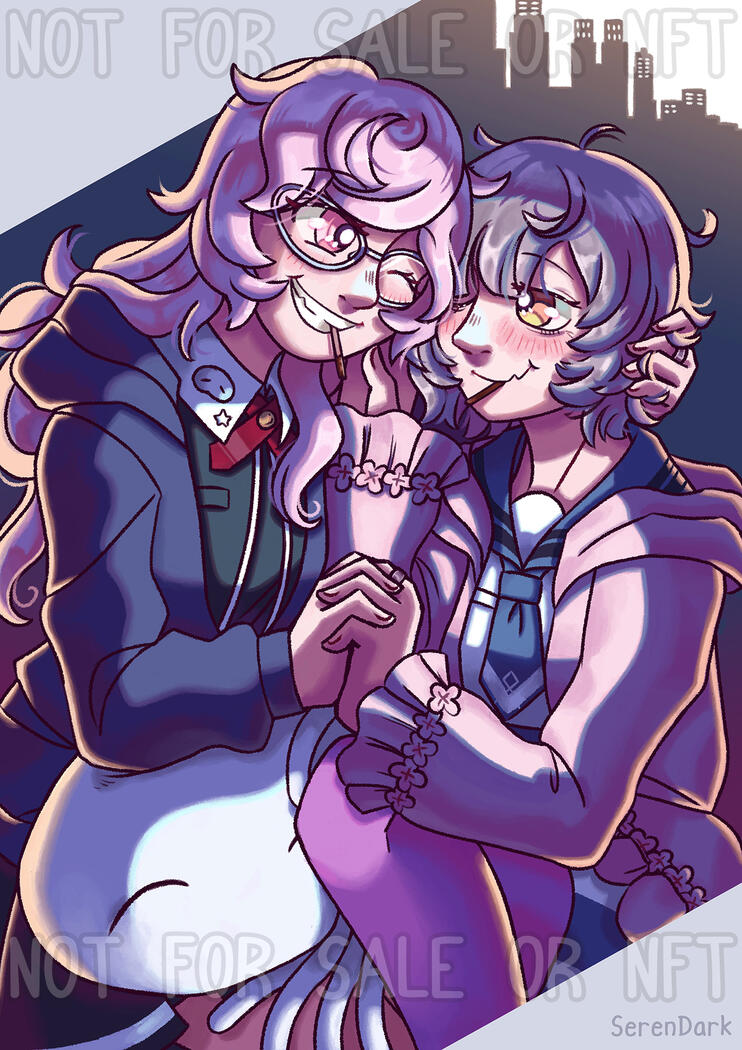 Jun and Mitsune from Magia Record for the &quot;Again Tomorrow&quot; zine (2022)