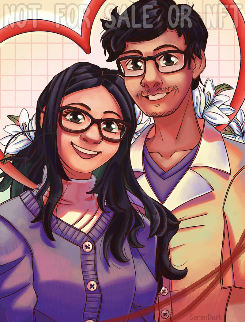 Commission of stylized self-portraits (2023)