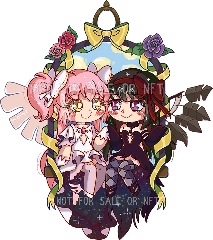 Madokami and Akumura from Puella Magi Madoka Magica for the &quot;Bringers of Hope&quot; zine (2021)